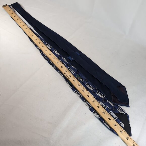 Arrow Trump 2 Set 100% Silk Tie Men's Neck Blue Geometric Pattern Solid - Picture 10 of 12